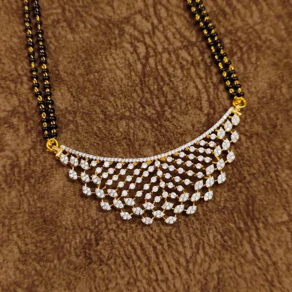 Diamond_Leaf_Layered_Black_Beads_Mangalsutra_Set_with_Earrings