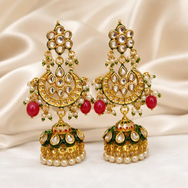 Ruby_&_Emerald_Kundan_Meenakari_Jhumka'S_For_Women