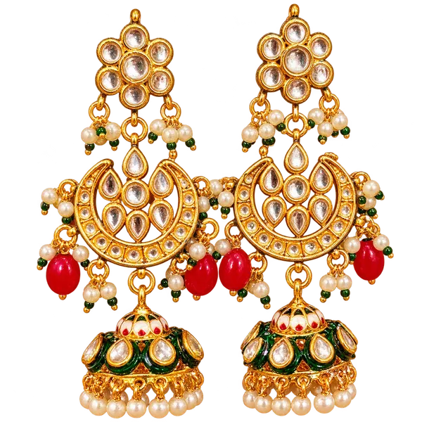 Ruby_&_Emerald_Kundan_Meenakari_Jhumka'S_For_Women