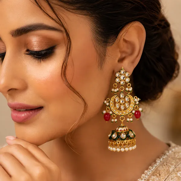 Ruby_&_Emerald_Kundan_Meenakari_Jhumka'S_For_Women