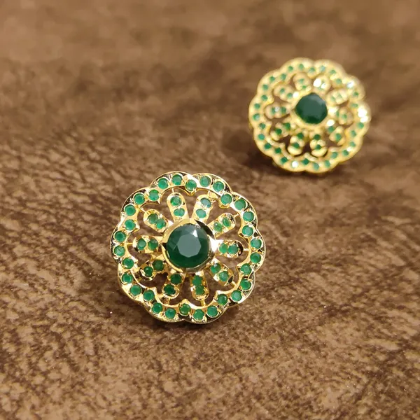 Emerald_Green_Floral_Stud_Earrings_–_Designer_Indian_Artificial_Jewellery_