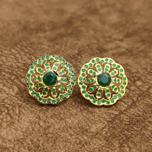 Emerald_Green_Floral_Stud_Earrings_–_Designer_Indian_Artificial_Jewellery_