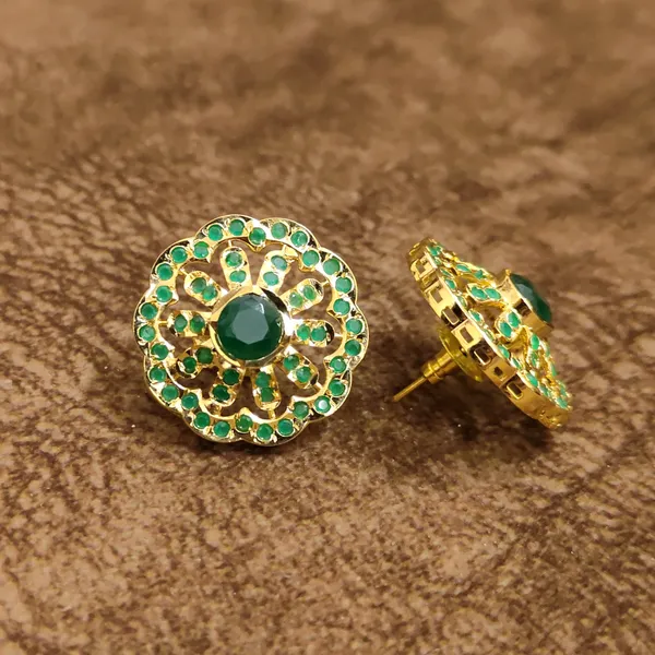 Emerald_Green_Floral_Stud_Earrings_–_Designer_Indian_Artificial_Jewellery_