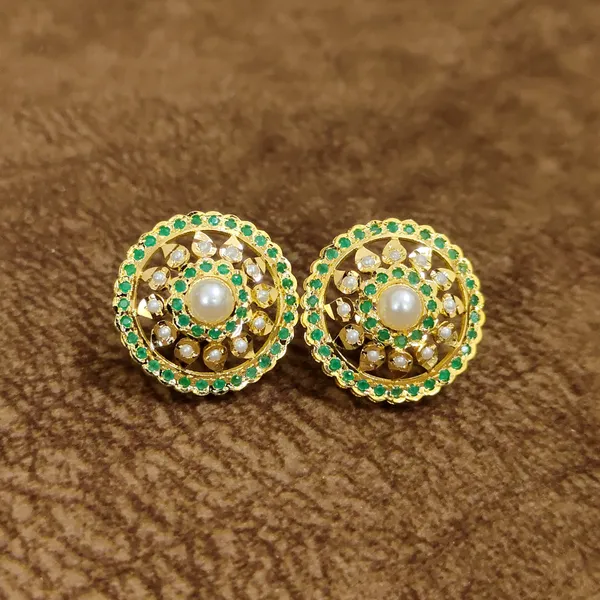 Emerald_Pearl_Jadau_Stud_Earrings_–_Traditional_Designer_Artificial_Jewellery_