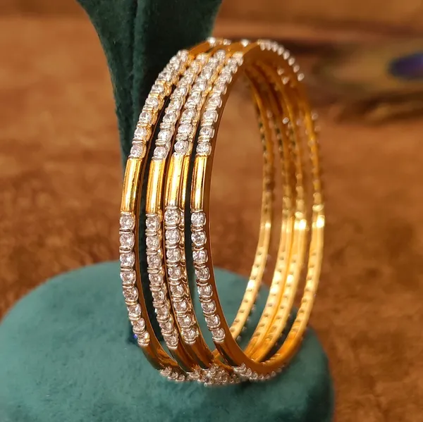 Jewelatoz GOLD PLATED MICROSETTING SOLID SET OF BANGLES Price in