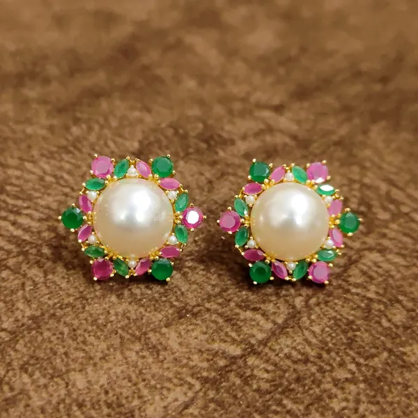 Navratna_Pearl_Floral_Stud_Earrings_–_Ruby_Emerald_Designer_Artificial_Jewellery_