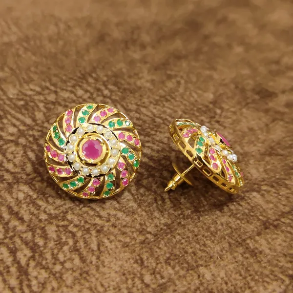 Navratna_Ruby_Swirl_Jadau_Stud_Earrings_–_Multicolor_Designer_Artificial_Jewellery