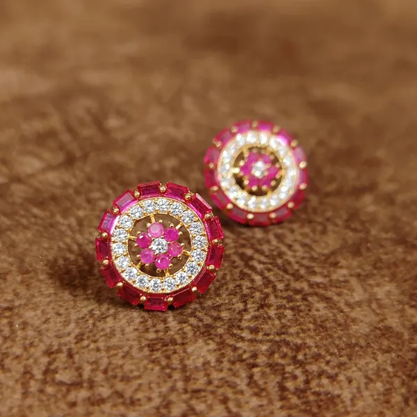 RUBY_PINK_CZ_STUDDED_ROUND_SHAPED_STUDS
