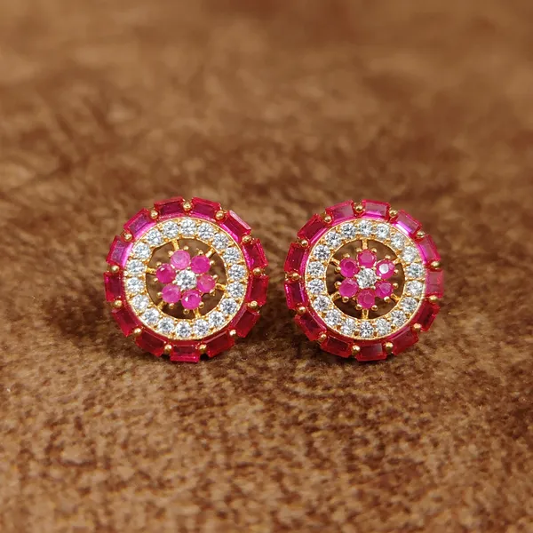 RUBY_PINK_CZ_STUDDED_ROUND_SHAPED_STUDS