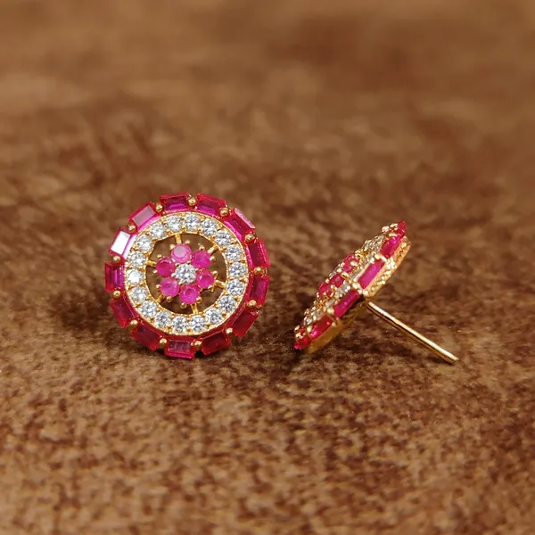RUBY_PINK_CZ_STUDDED_ROUND_SHAPED_STUDS