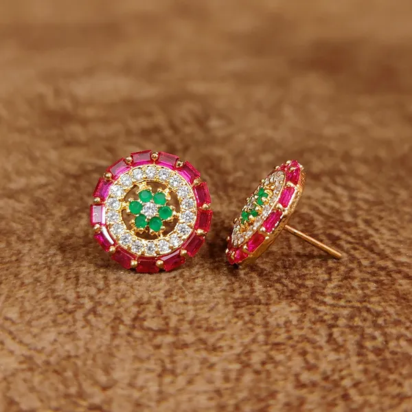 RUBY_&_EMERALD_CZ_STUDDED_ROUND_STUDS