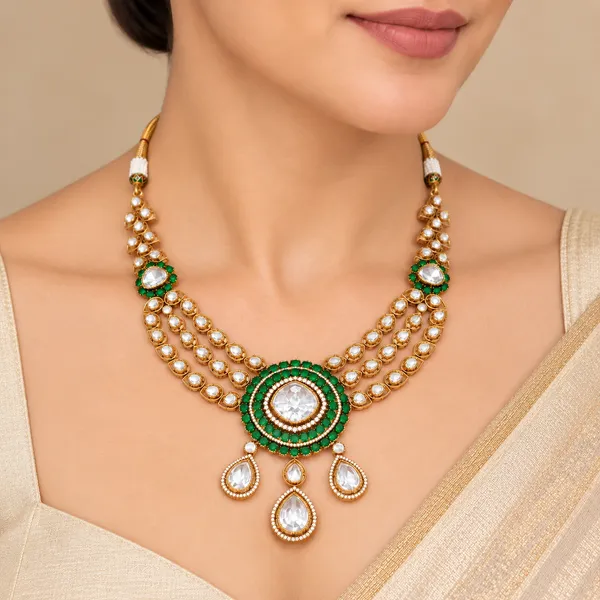 Regal_emerald-green_and_white_Kundan__necklace_set