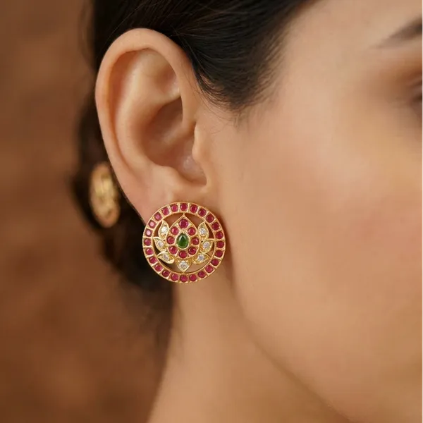 Ruby_Lotus_Halo_Designer_Stud_Earrings_–_Traditional_Multistone_Ethnic_Earrings_by_Sanvi_Jewels