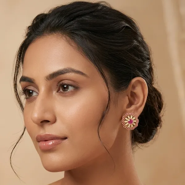 Ruby_Pearl_Floral_Stud_Earrings_–_Designer_Indian_Artificial_Jewellery_