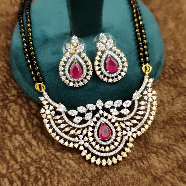Ruby_Red_Teardrop_Diamond_Black_Beads_Mangalsutra_Set_with_Earrings
