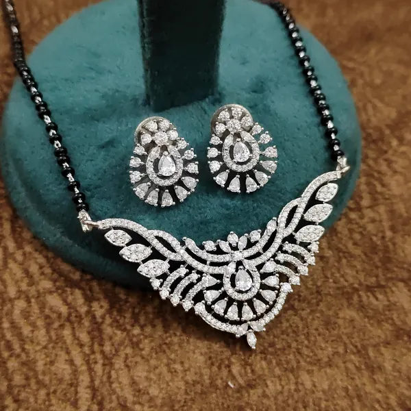 Silver_Plated_Diamond_Teardrop_Leaf_Black_Beads_Mangalsutra_Set_with_Earrings