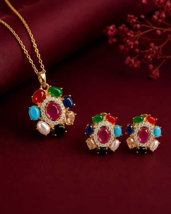 NAVRATAN_LOOK_OVAL_PENDANT_WITH_CHAIN