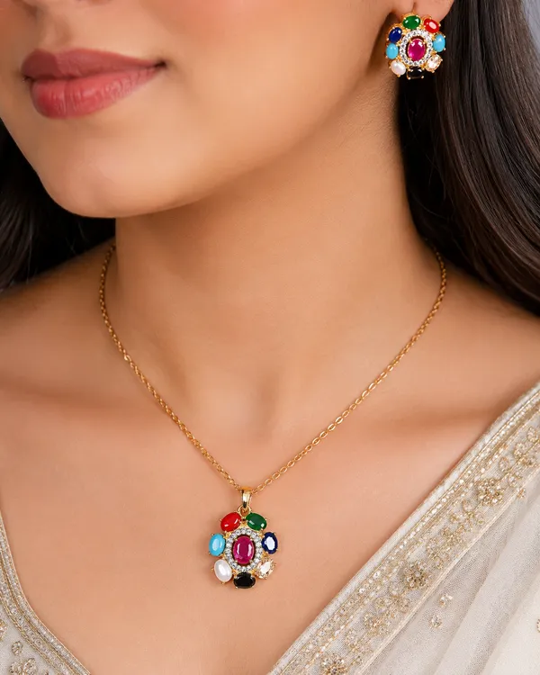 NAVRATAN_LOOK_OVAL_PENDANT_WITH_CHAIN