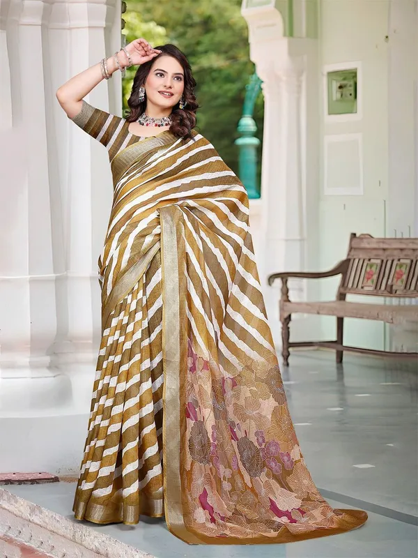 Priti_Linen_Digital_Print_Sari_With_Unstitched_Blouse_Piece