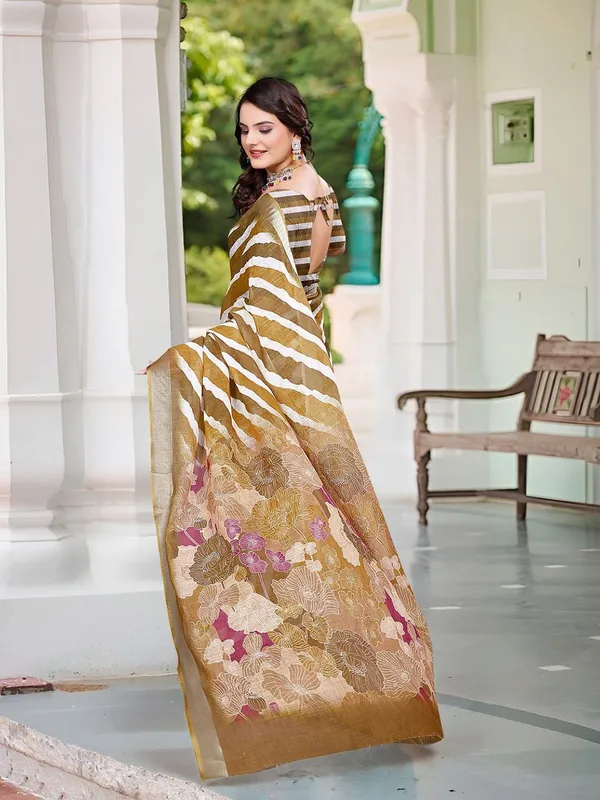 Priti_Linen_Digital_Print_Sari_With_Unstitched_Blouse_Piece