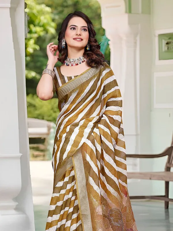 Priti_Linen_Digital_Print_Sari_With_Unstitched_Blouse_Piece