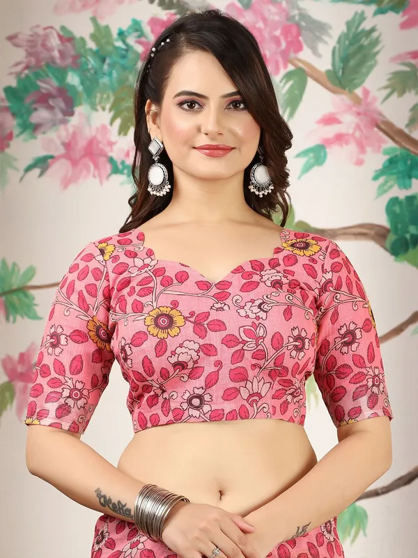 Pink_Linen_Saree_with_Silver_Zari_Border_and_Unstitched_Blouse_Piece