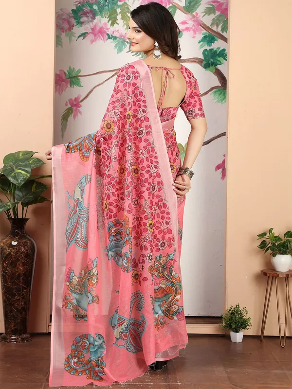 Pink_Linen_Saree_with_Silver_Zari_Border_and_Unstitched_Blouse_Piece