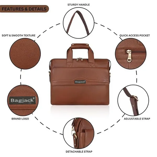BAG_JACK_Leather_Laptop_Bag_Bag_For_Men/Office_Bag_For_Men,_Brown_|_Fits_Upto_16_Inch_Laptop/Macbook_|_Leather_Bag_With_Shoulder_Straps_|_Laptop_Messenger_Bag/Leather_Bag_For_Men
