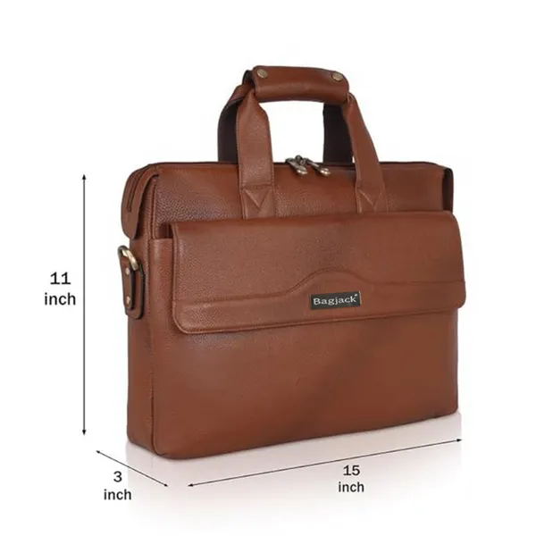 BAG_JACK_Leather_Laptop_Bag_Bag_For_Men/Office_Bag_For_Men,_Brown_|_Fits_Upto_16_Inch_Laptop/Macbook_|_Leather_Bag_With_Shoulder_Straps_|_Laptop_Messenger_Bag/Leather_Bag_For_Men