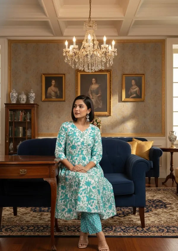 MHIZHA_Cotton_A-Line_Kurta_with_Palazzo_Set