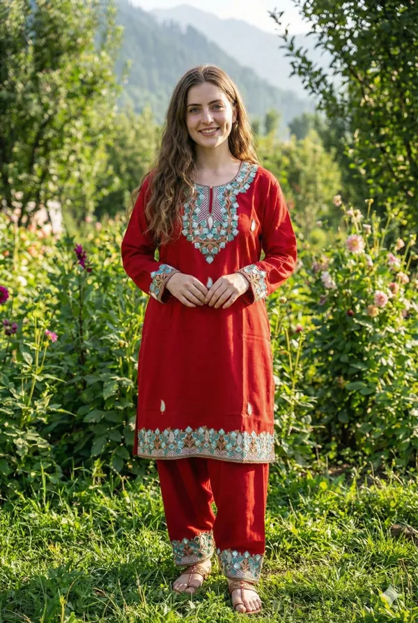 MHIZHA_Kashmiri_Embroidered_Cashmilon_Pheran_Pant_Set_–_Free_Size