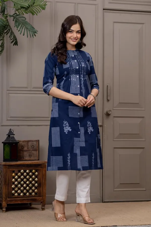MHIZHA_Pure_Cotton_Kurti_with_Handwork_–_Elegant_Office_&_Casual_Wear