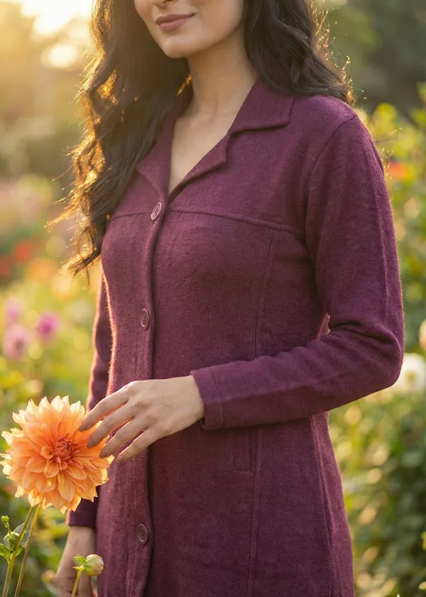 MHIZHA_Women_Woolen_Knitted_Coat_Style_Kurta_with_Matching_Pants