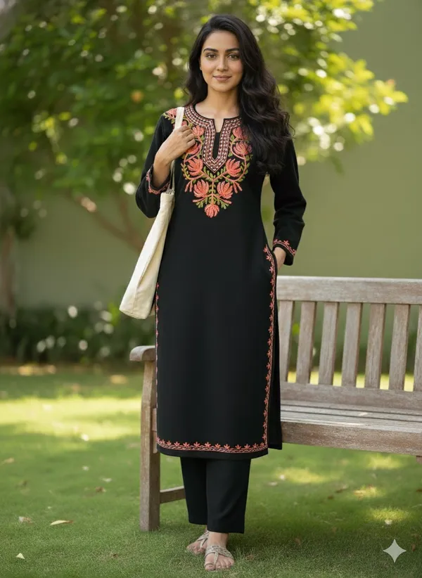 MHIZHA_Knitted_Woolen_Kurta_with_Pants