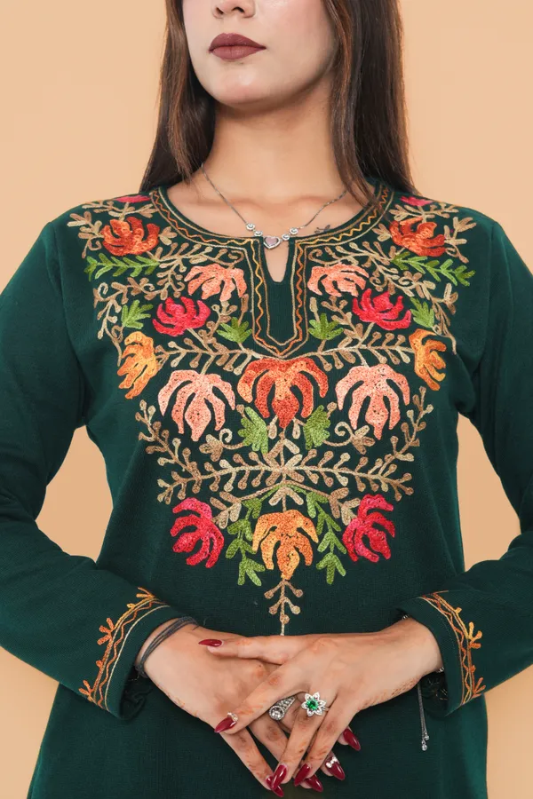 MHIZHA_Woolen_Knitted_Kurta_with_Kashmiri_Embroidery_&_Pockets_(Only_Kurta)