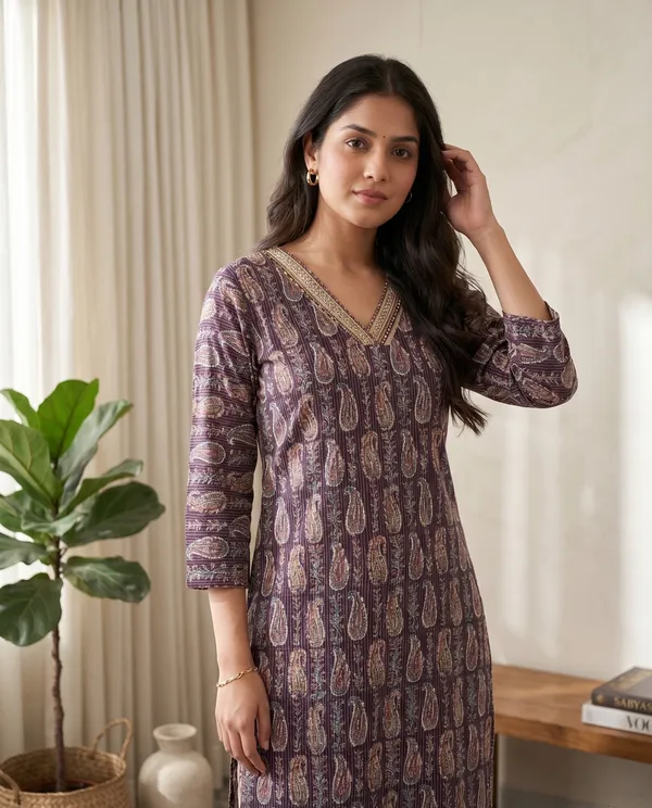 Katha_Cotton_Printed_V-Neck_Kurta_Pant_Set
