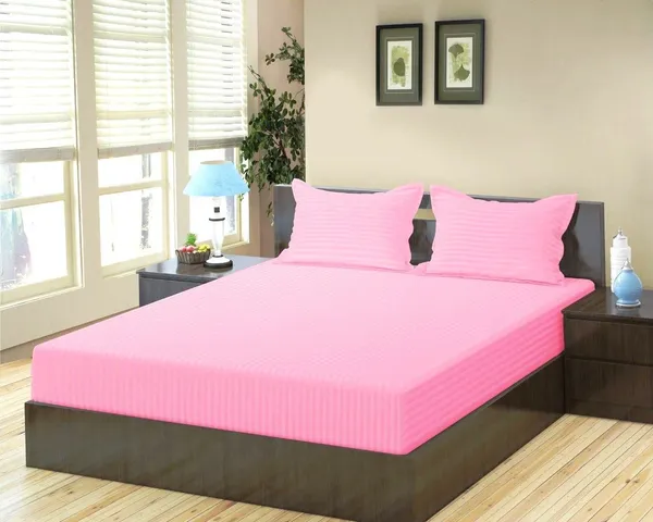 220TC_Satin_Stripes_Combo_of_8_Pcs_Diwan_Set_Covers_and_Double_Bed_Bedsheet_with_2_Pillow_Covers_-_Pink