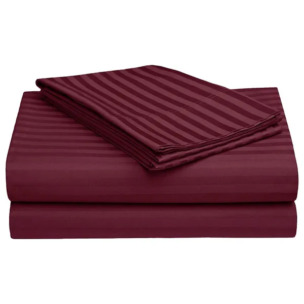 220TC_Satin_Stripes_Combo_of_8_Pcs_Diwan_Set_Covers_and_Double_Bed_Bedsheet_with_2_Pillow_Covers_-_Wine