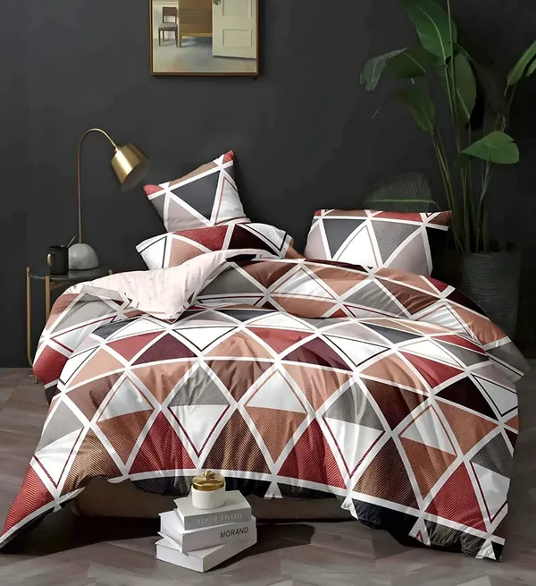 220TC_Heavy_Elastic_Fitted_100%_Cotton_Feel_Printed_King_Size_Double_Bed_Bedsheet_with_2_Pillow_Cover_(72"x78"_Upto_6"_Mattress)_Multi_Cones