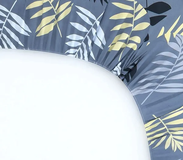 220TC_Premium_Elastic_Fitted_100%_Cotton_Feel_Printed_King_Size_Double_Bed_Bedsheet_with_2_Pillow_Cover_(72"x78"_Upto_6"_Mattress)_Gray_Leafs