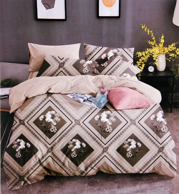 220TC_Heavy_Elastic_Fitted_100%_Cotton_Feel_Printed_King_Size_Double_Bed_Bedsheet_with_2_Pillow_Cover_(72"x78"_Upto_6"_Mattress)_Bronze_Brown