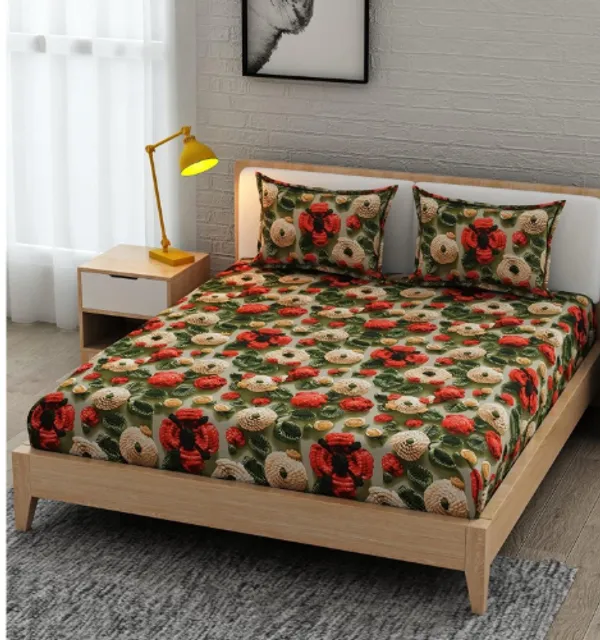 100%_PURE_COTTON_7D_Fitted_Elastic_Bedsheet_With_Two_Pillow_Covers_(72X78X_Upto_10_Inches)_&_360_Degree_Elasticated