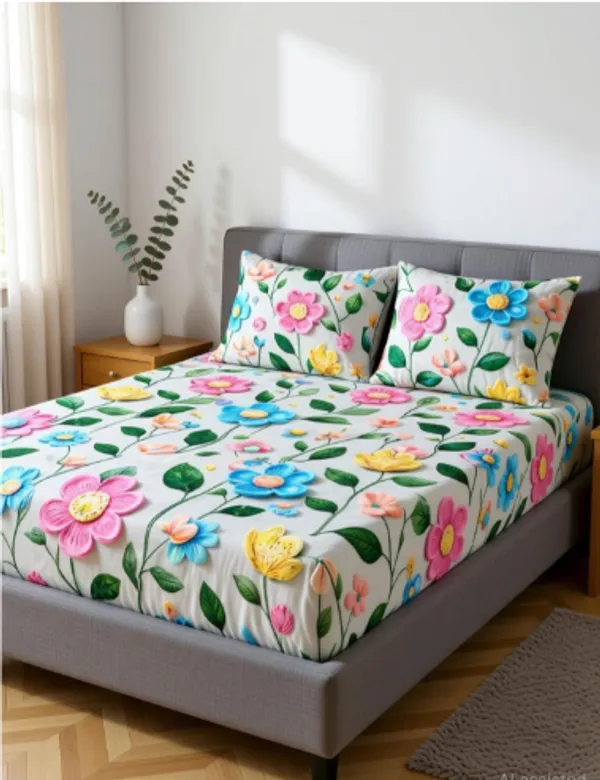 100%_PURE_COTTON_7D_Fitted_Elastic_Bedsheet_With_Two_Pillow_Covers_(72X78X_Upto_10_Inches)_&_360_Degree_Elasticated