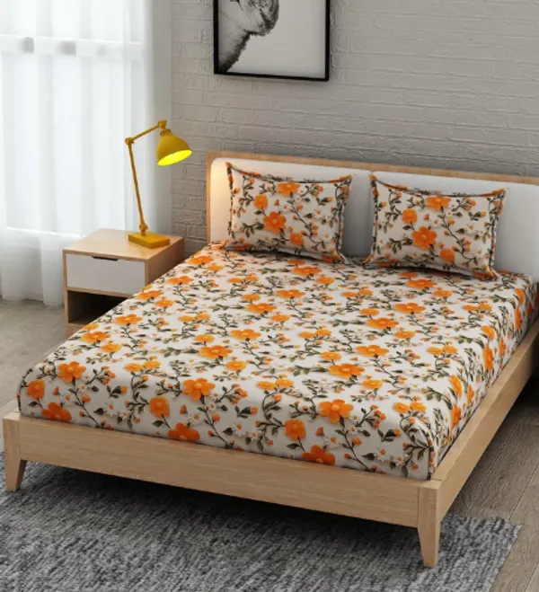 100%_PURE_COTTON_7D_Fitted_Elastic_Bedsheet_With_Two_Pillow_Covers_(72X78X_Upto_10_Inches)_&_360_Degree_Elasticated