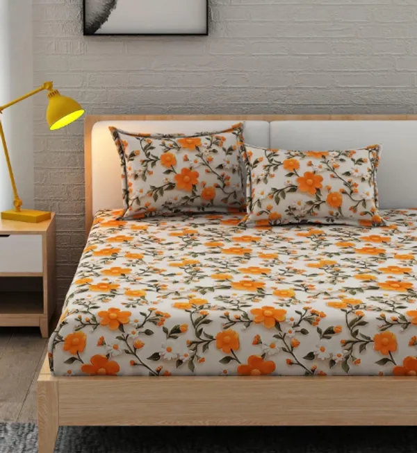 100%_PURE_COTTON_7D_Fitted_Elastic_Bedsheet_With_Two_Pillow_Covers_(72X78X_Upto_10_Inches)_&_360_Degree_Elasticated