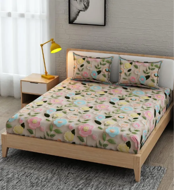 100%_PURE_COTTON_7D_Fitted_Elastic_Bedsheet_With_Two_Pillow_Covers_(72X78X_Upto_10_Inches)_&_360_Degree_Elasticated