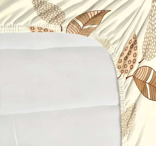 CREAMISH_LEAVES_220_TC_Fitted_Bedsheet_with_2_Pillow_Covers_(72X78X_Upto_10_Inches)_&_360_Degree_Elasticated