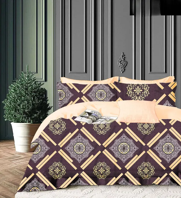 BROWN_DAMASS_220_TC_Cotton_All_Round_Elastic_Fitted_Bedsheet_with_2_Pillow_Covers_(72X78X_Upto_10_Inches)_&_360_Degree_Elasticated