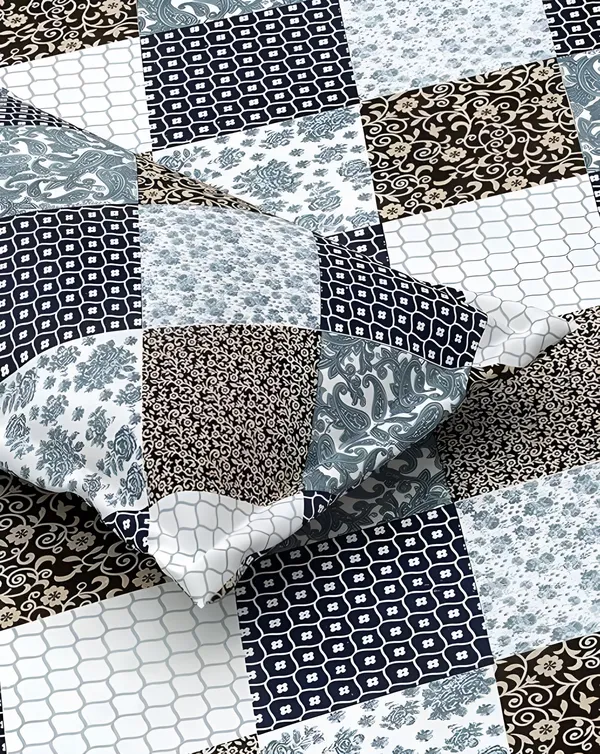 CROSS_DESIGN_220_TC__Fitted_Bedsheet_Multicolor_with_2_Pillow_Covers_(72X78X_Upto_10_Inches)_&_360_Degree_Elasticated