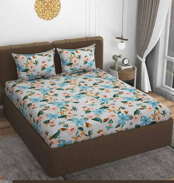 ANKUR_FLORAL_220_TC_Fitted_Elastic_Bedsheet_with_Two_Pillow_Covers_(72X78X_Upto_10_Inches)_&_360_Degree_Elasticated